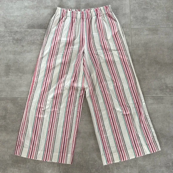 LOFT Beach Striped Pull-On Smocked Wide Leg Pants - Size M - Picture 5 of 9